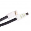 Дата кабель Drobak USB 2.0 - Micro USB 1,2A LED плоский (Black) 1,0м (218762)