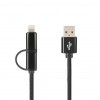   USB 2.0 AM to Lightning + Micro 5P Pro Combo Black Gelius (65131)